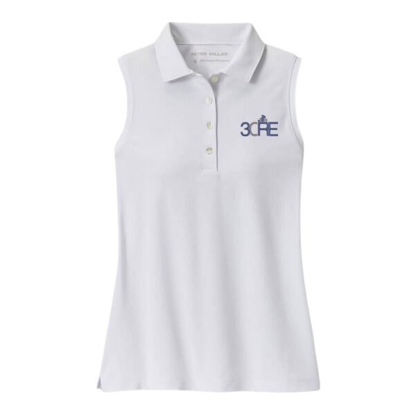   - Women's Banded Sport Mesh Sleeveles Button Polo  Thumbnail